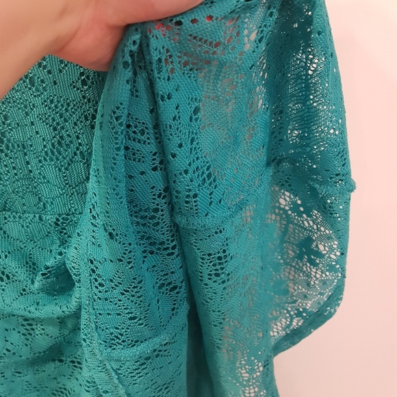 Teal Lace overlay skater dress - Picture 3 of 4